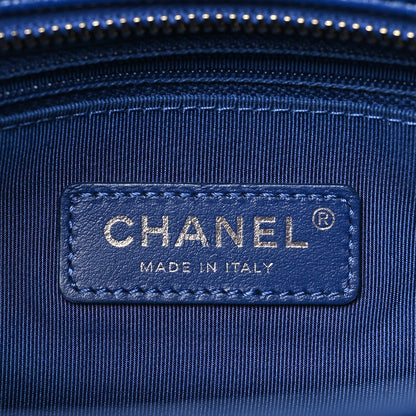 Aged Smooth Calfskin Quilted Medium Gabrielle Logo Hobo Blue