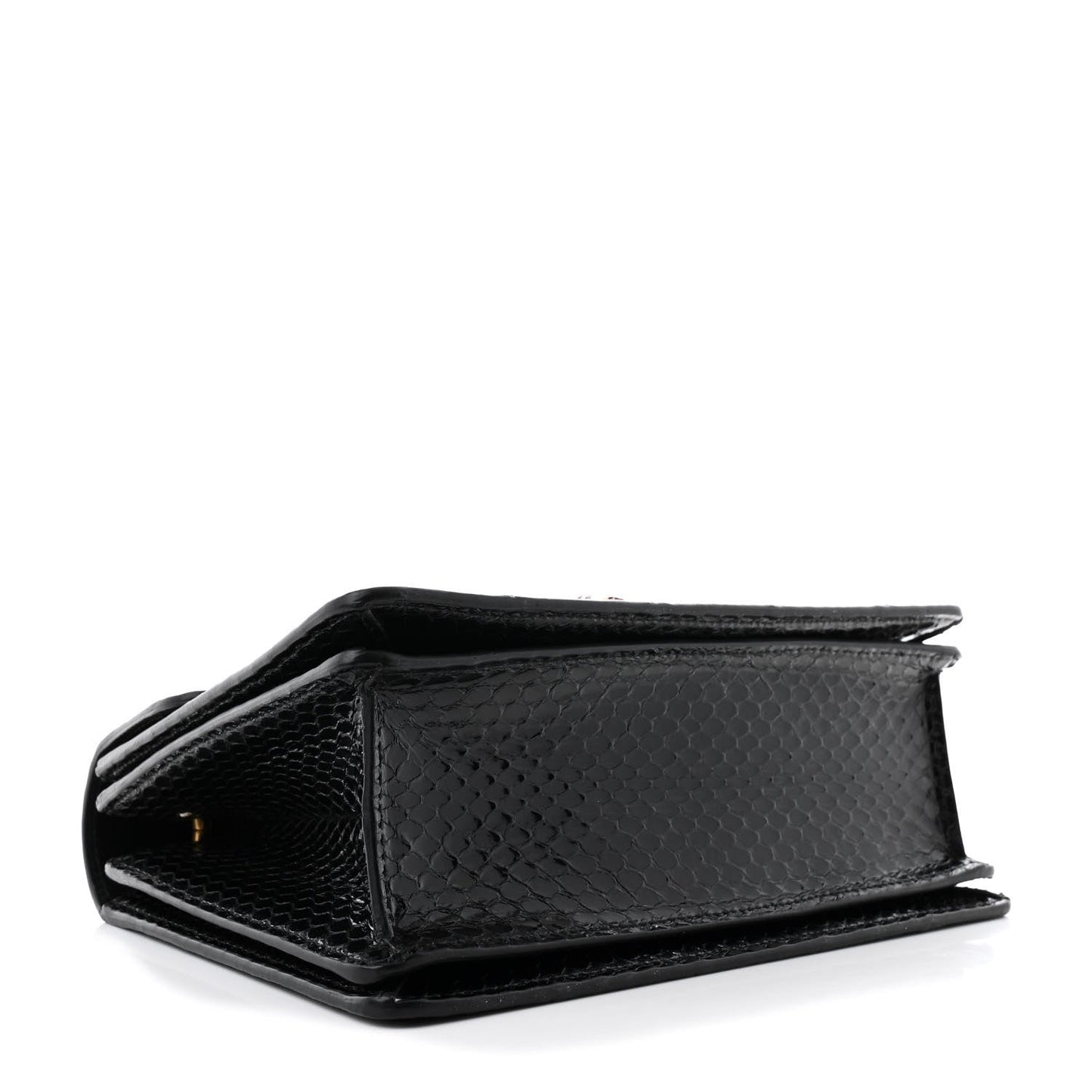 Snakeskin Sylvie Web Small Queen Margaret Top Handle Bag Black