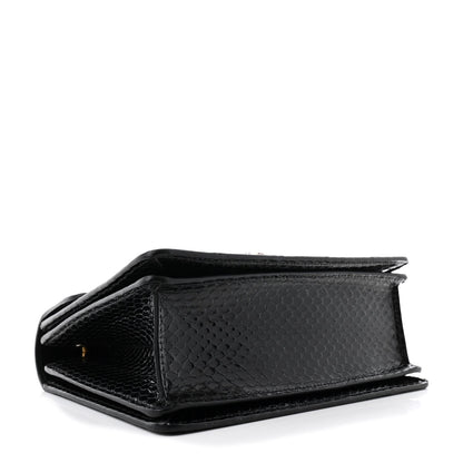 Snakeskin Sylvie Web Small Queen Margaret Top Handle Bag Black