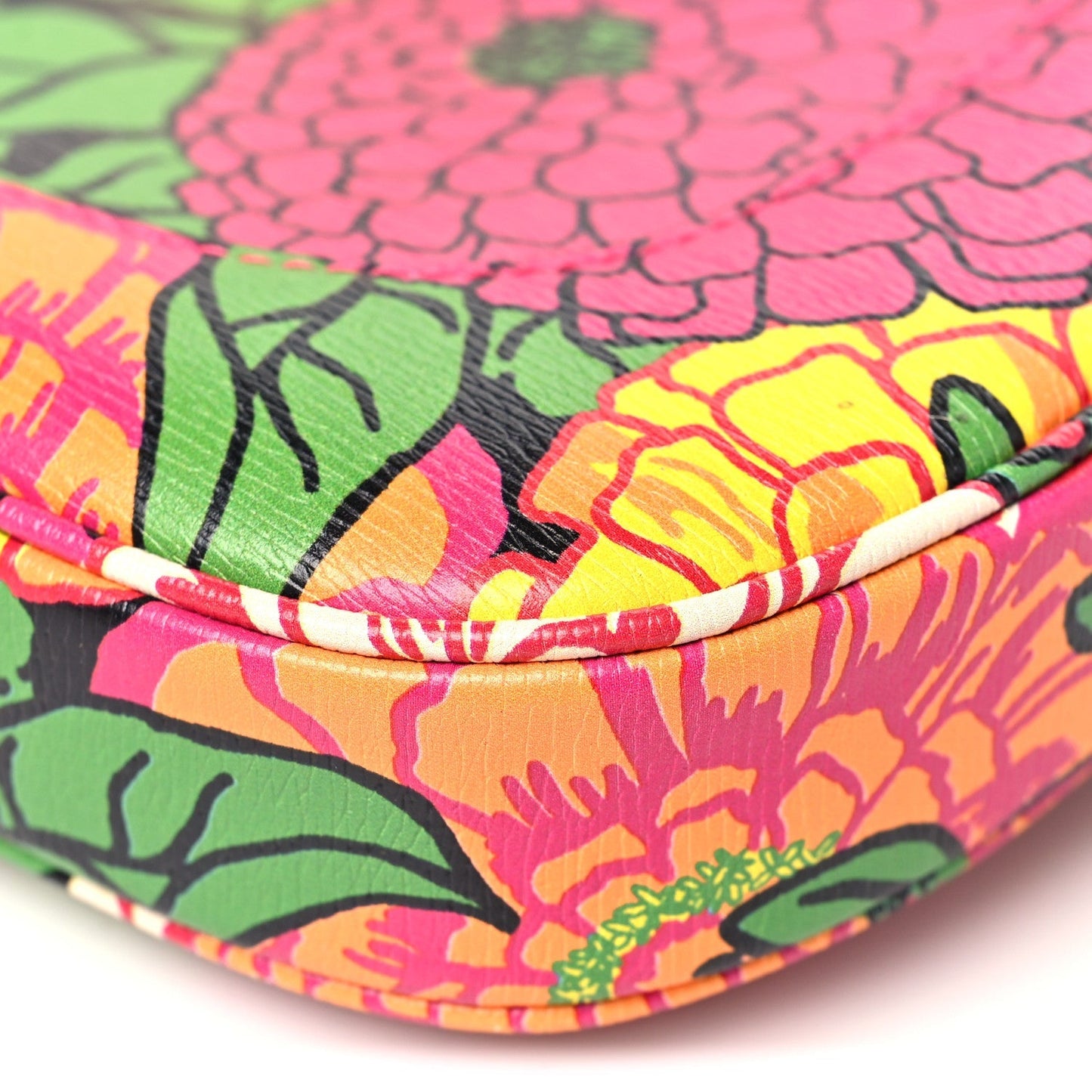 X KEN SCOTT Textured Calfskin Pomponica Print Small Jackie 1961 Hobo Multicolor Fuxia Pompon