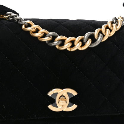 Velvet Quilted Small Camellia Flap Black