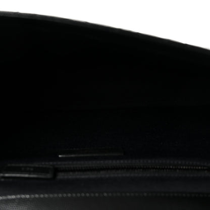 Grain De Poudre Textured Mixed Matelasse Large Triquilt Monogram Monochrome Satchel Black