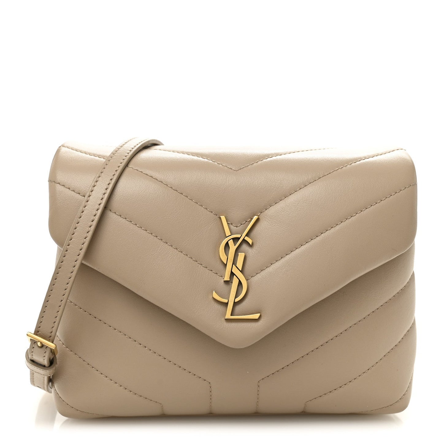 Calfskin Y Quilted Monogram Toy Loulou Crossbody Bag Dark Beige
