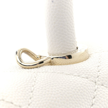 Caviar Quilted Small Coco Handle Flap White