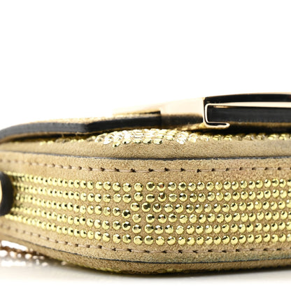 Crystal Vitello Laminato FF Nano Maxi Buckle Baguette Charm Light Gold
