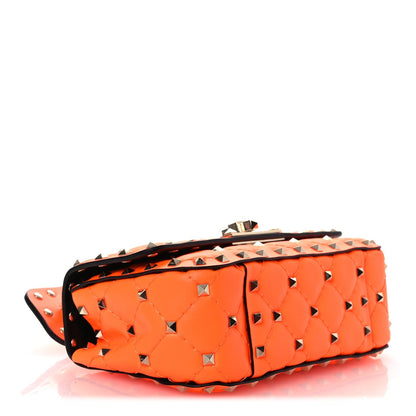 Calfskin Mini Rockstud Spike Shoulder Bag Orange