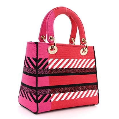 Canvas Embroidered Flower Pop Medium Lady D-Lite Red Pink