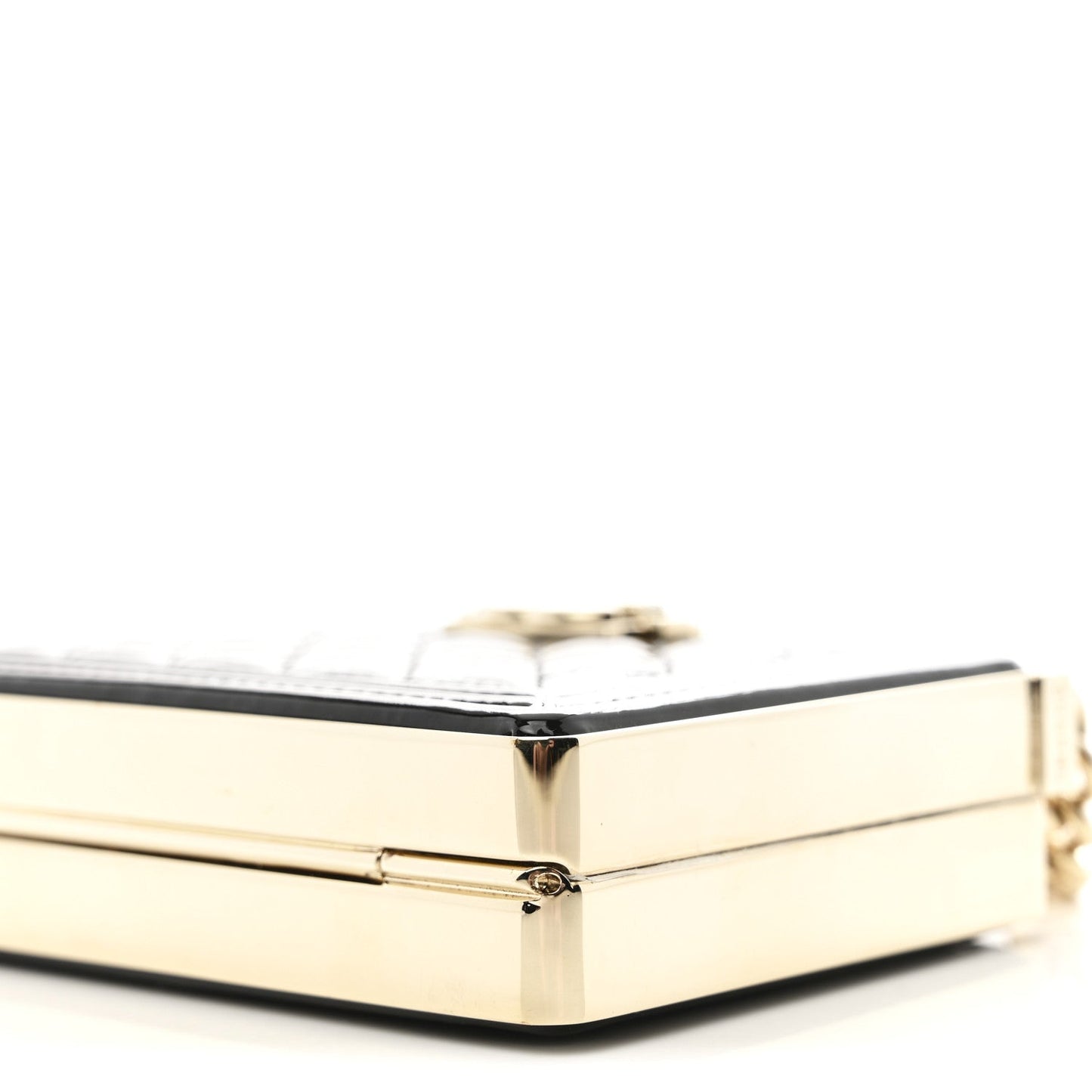 Patent Calfskin Boy Minaudiere Black