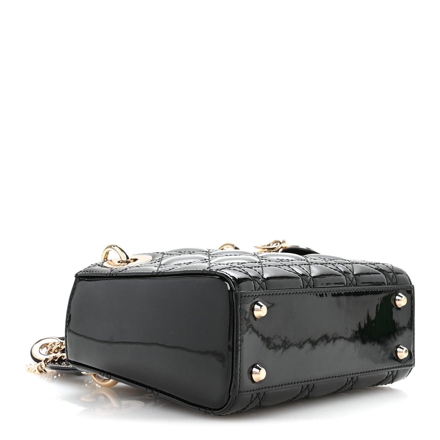 Patent Cannage Mini Lady Dior Black