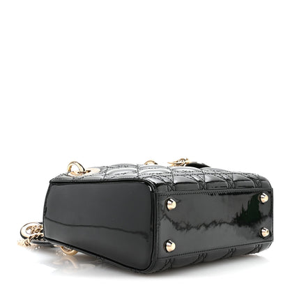 Patent Cannage Mini Lady Dior Black