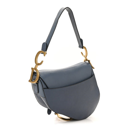 Shiny Goatskin Saddle Bag Cloud Blue