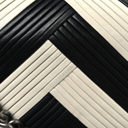 Calfskin Pleated Medium Boy In Rome Flap Black White