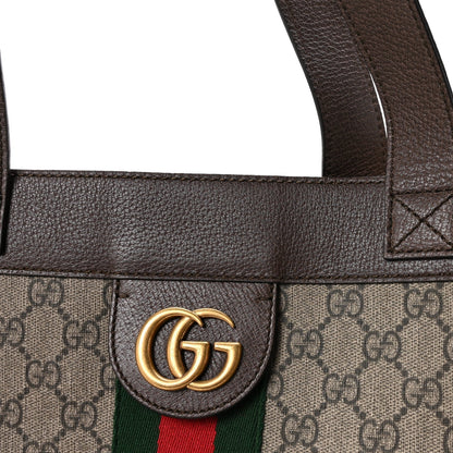 GG Supreme Monogram Web Large Ophidia Vertical Shopping Tote Brown