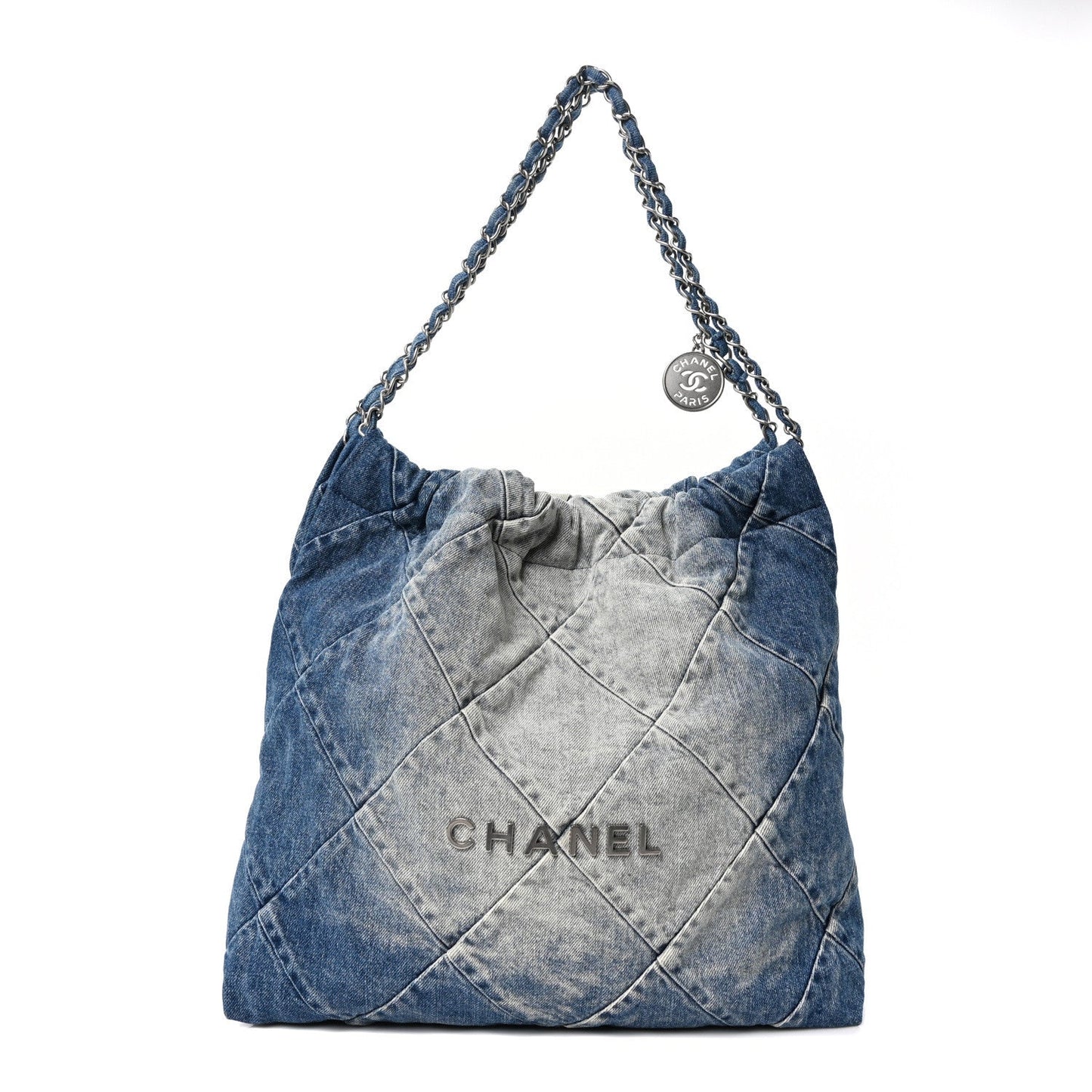 Denim Quilted Chanel 22 Blue