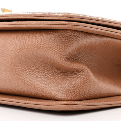 Caviar Chevron Quilted Medium Boy Flap Brown