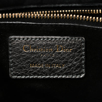 Metallic Grained Calfskin Cannage Medium Supple Lady Dior Steel
