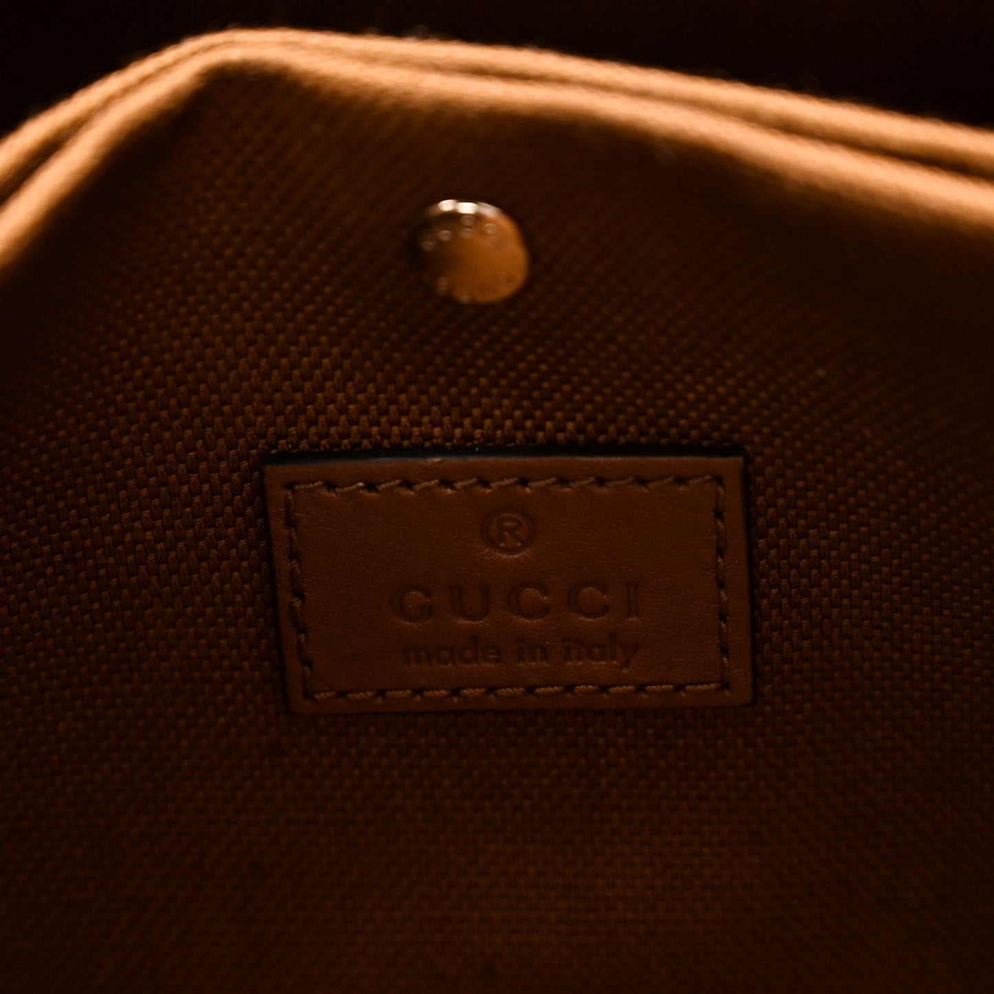 GG Calfskin Embossed Emblem Small Bucket Bag Brown