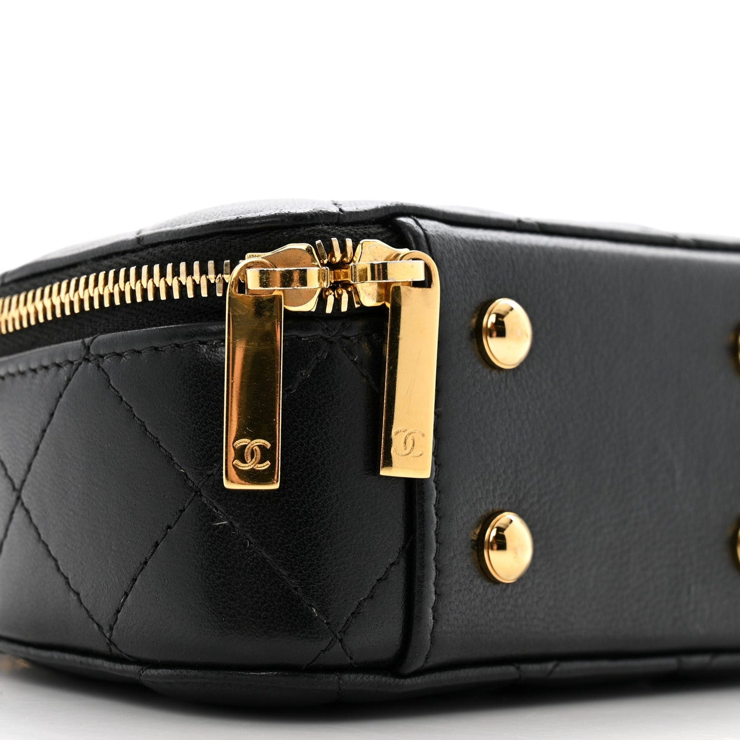 Lambskin Quilted Mini Chic Riviera Top Handle Vanity Case Black