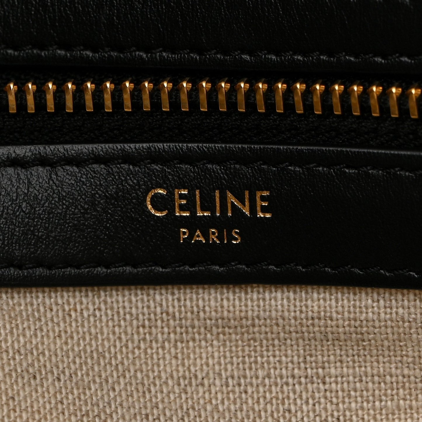 Canvas Calfskin Triomphe Embroidered Horizontal Cabas Black