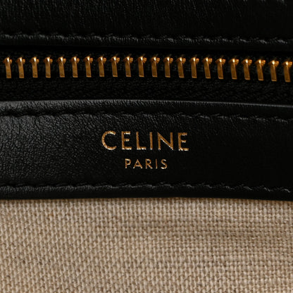 Canvas Calfskin Triomphe Embroidered Horizontal Cabas Black