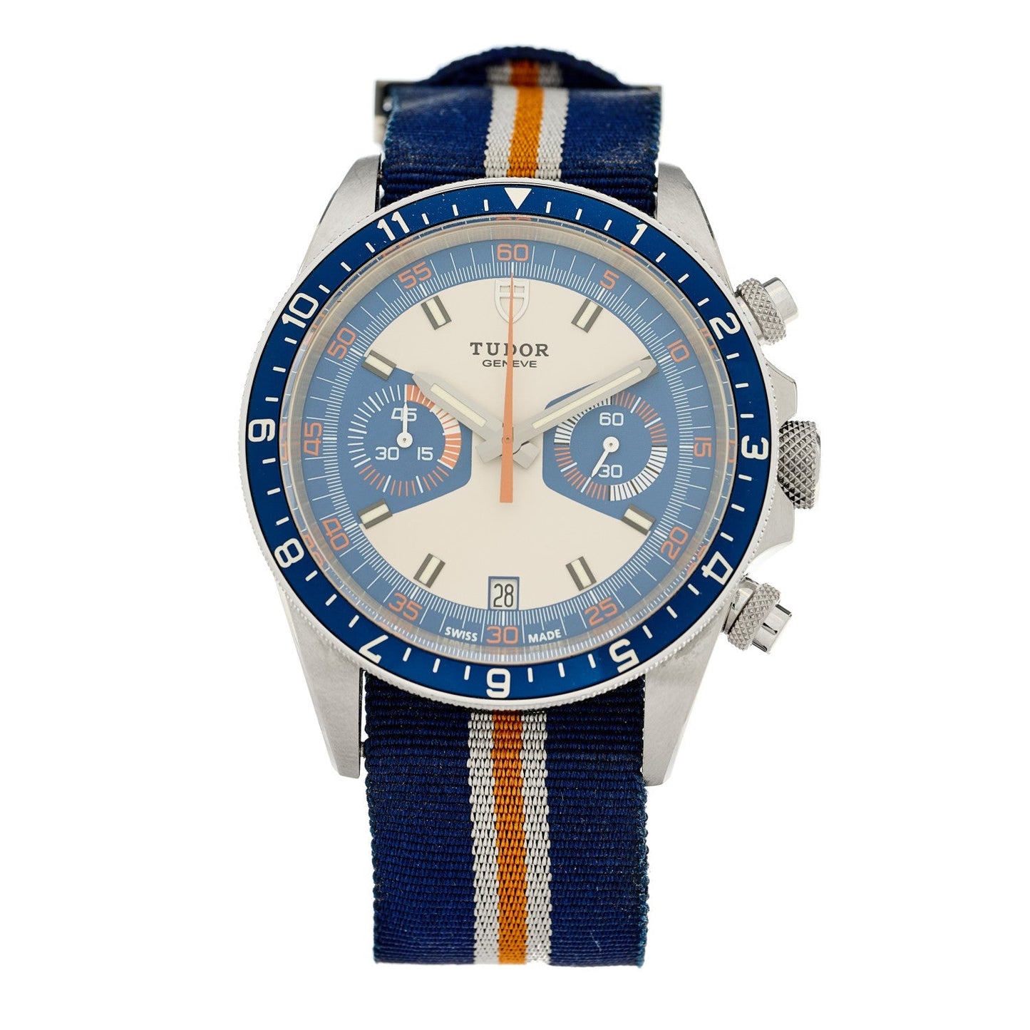 Stainless Steel Fabric 42mm Heritage Chrono Automatic Watch Blue 70330B