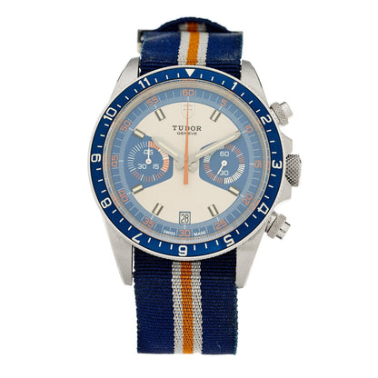 Stainless Steel Fabric 42mm Heritage Chrono Automatic Watch Blue 70330B