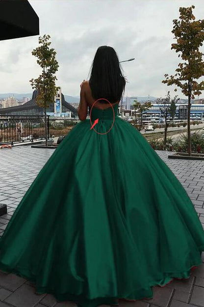 Green Ball Gowns Organza Green Puffy Prom Dresses