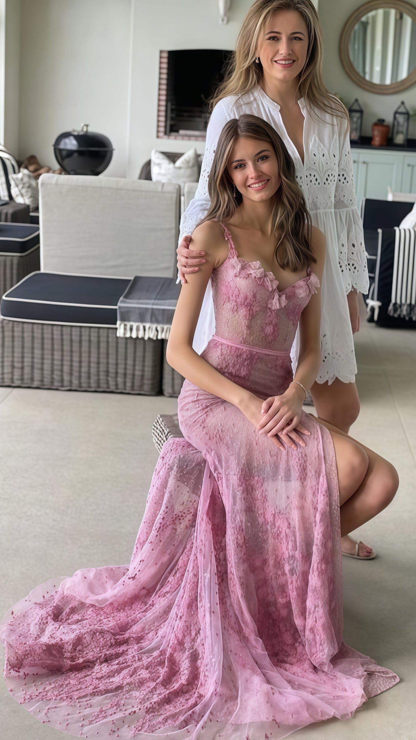 Line Pink Long Prom Dresses Prom Gown