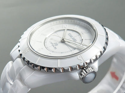 J12 Automatic White Ceramic White Numerals Black White Hands White Dial