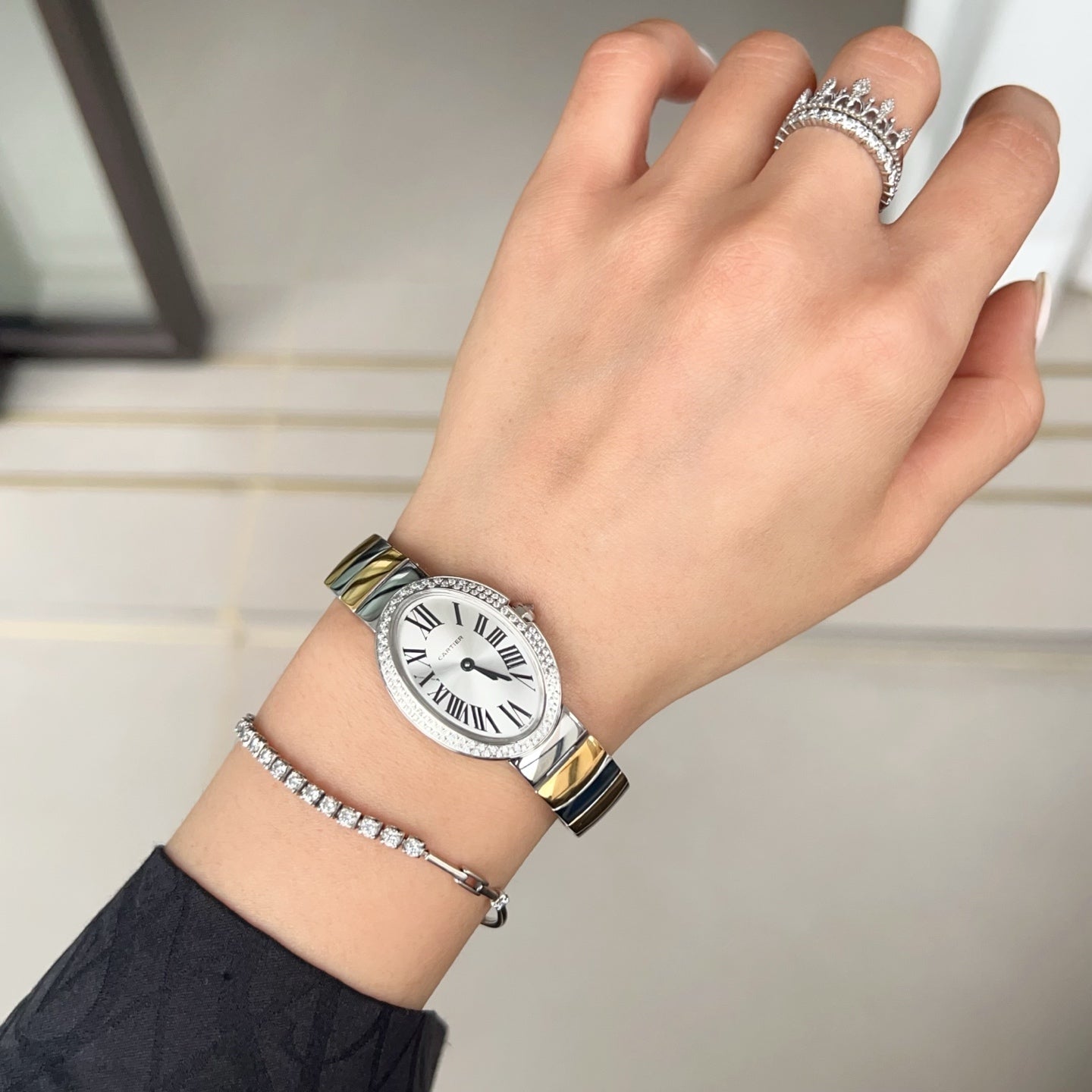 Baignoire 23mm Tow-Tone Yellow Gold Double Row Diamond Bezel
