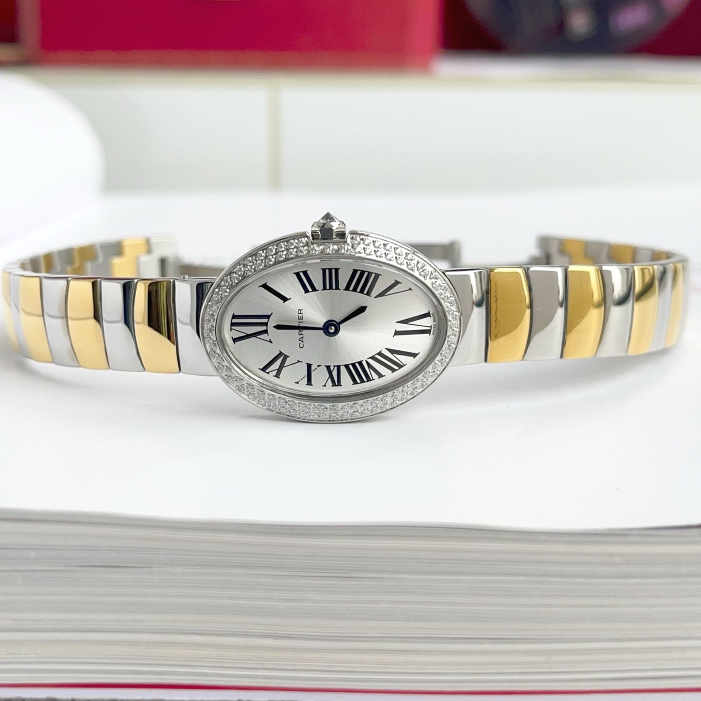 Baignoire 23mm Tow-Tone Yellow Gold Double Row Diamond Bezel