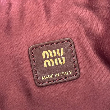 Miu Matelassé Pouch Bag 15cm Chocolate Leather