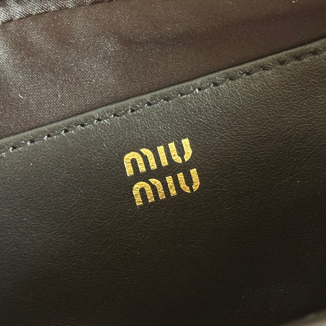Miu Leather Pouch Bag 20cm Black Leather