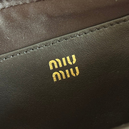 Miu Leather Pouch Bag 20cm Black Leather
