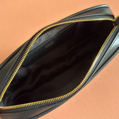 Miu Leather Pouch Bag 20cm Black Leather