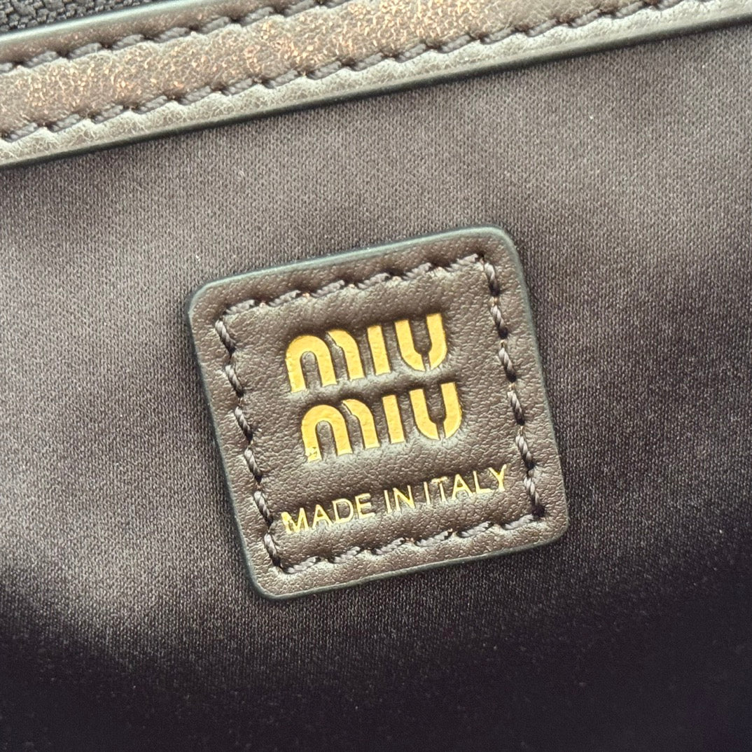 Miu Pocket Shoulder Bag Brown Calfskin