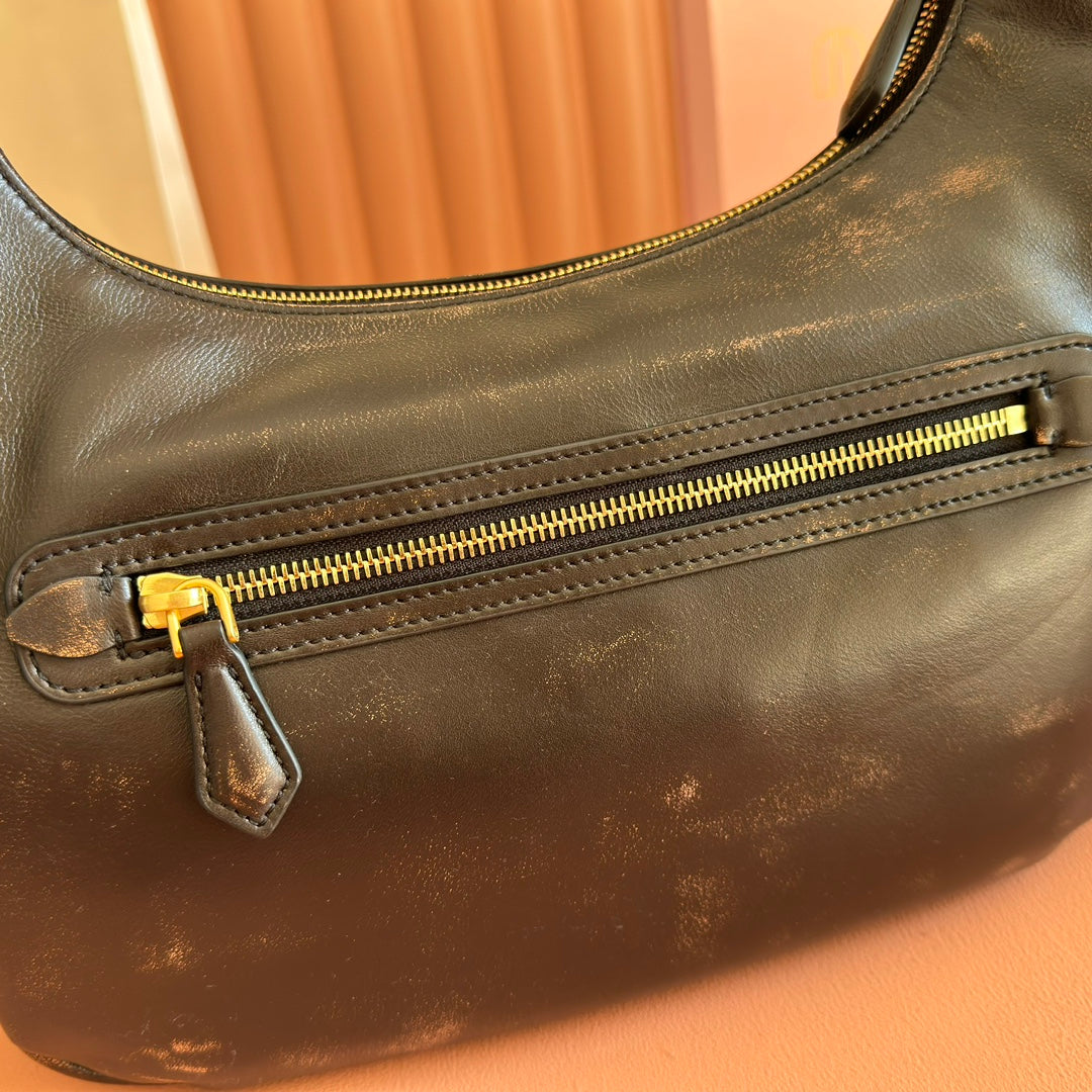 Miu Pocket Shoulder Bag Brown Calfskin