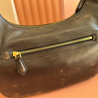 Miu Pocket Shoulder Bag Brown Calfskin