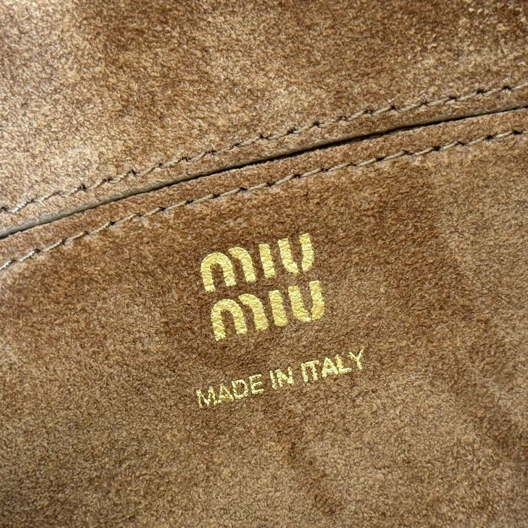 Miu Japan Pop-up Crossbody Bag 18cm Yellow Cowhide