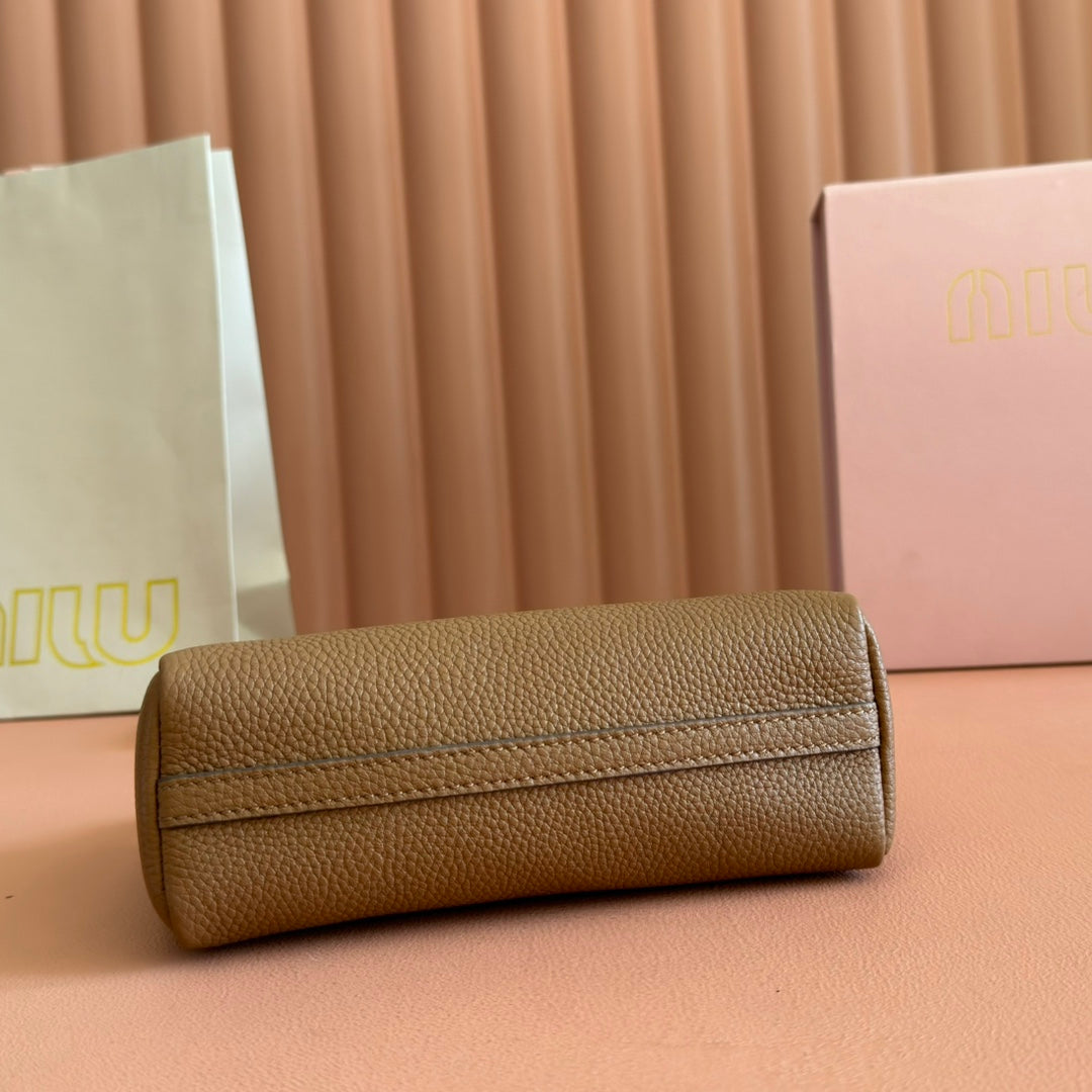 Miu Japan Pop-up Crossbody Bag 18cm Brown Cowhide