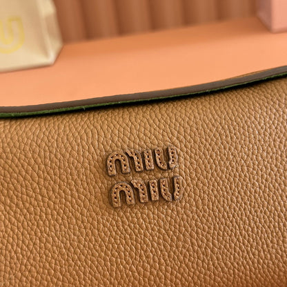 Miu Japan Pop-up Crossbody Bag 18cm Brown Cowhide