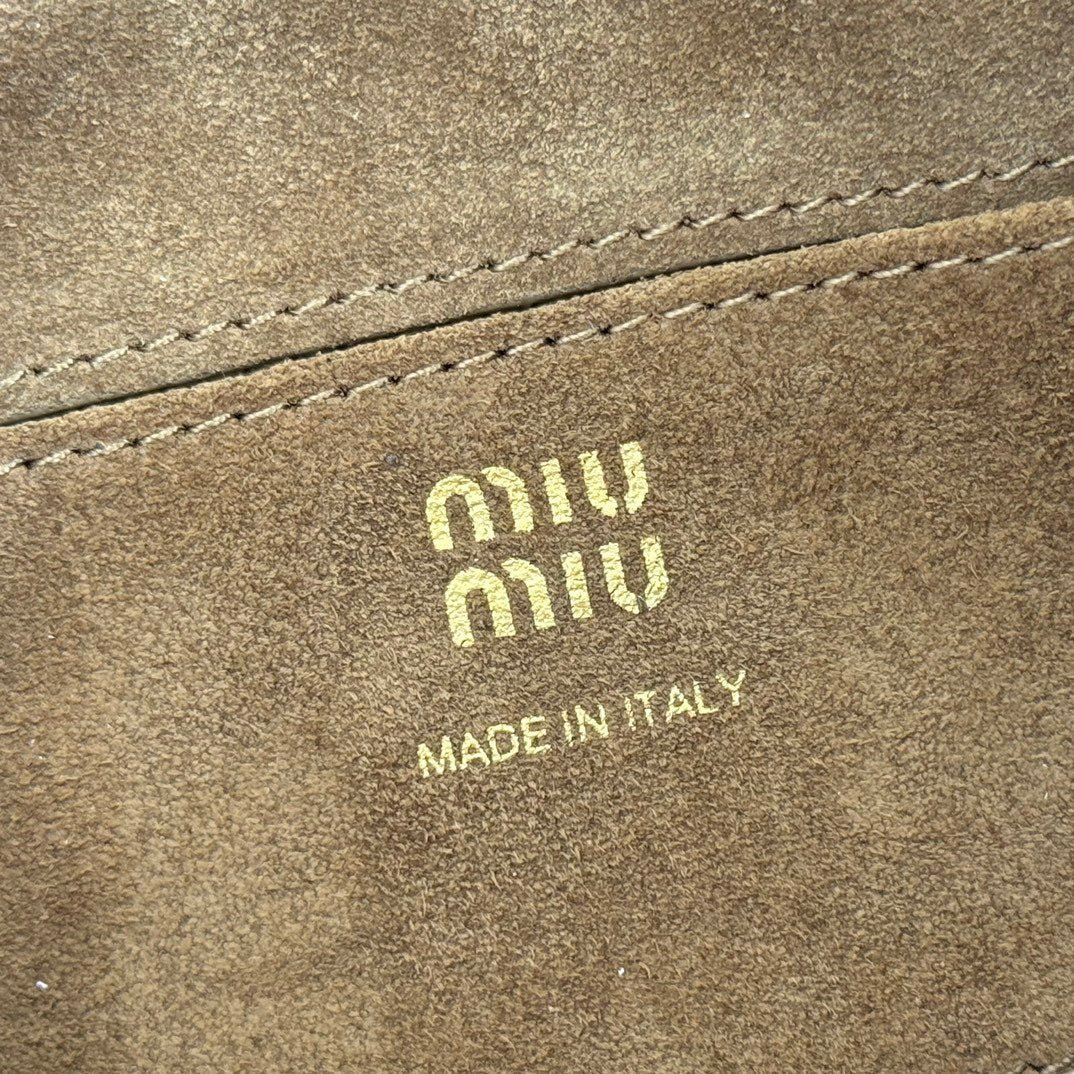 Miu Japan Pop-up Crossbody Bag 18cm Sand Cowhide