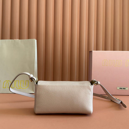 Miu Japan Pop-up Crossbody Bag 18cm Sand Cowhide