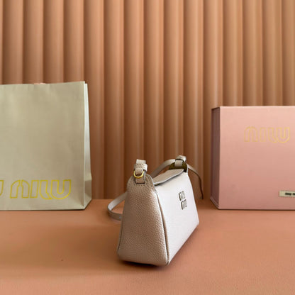 Miu Japan Pop-up Crossbody Bag 18cm Sand Cowhide