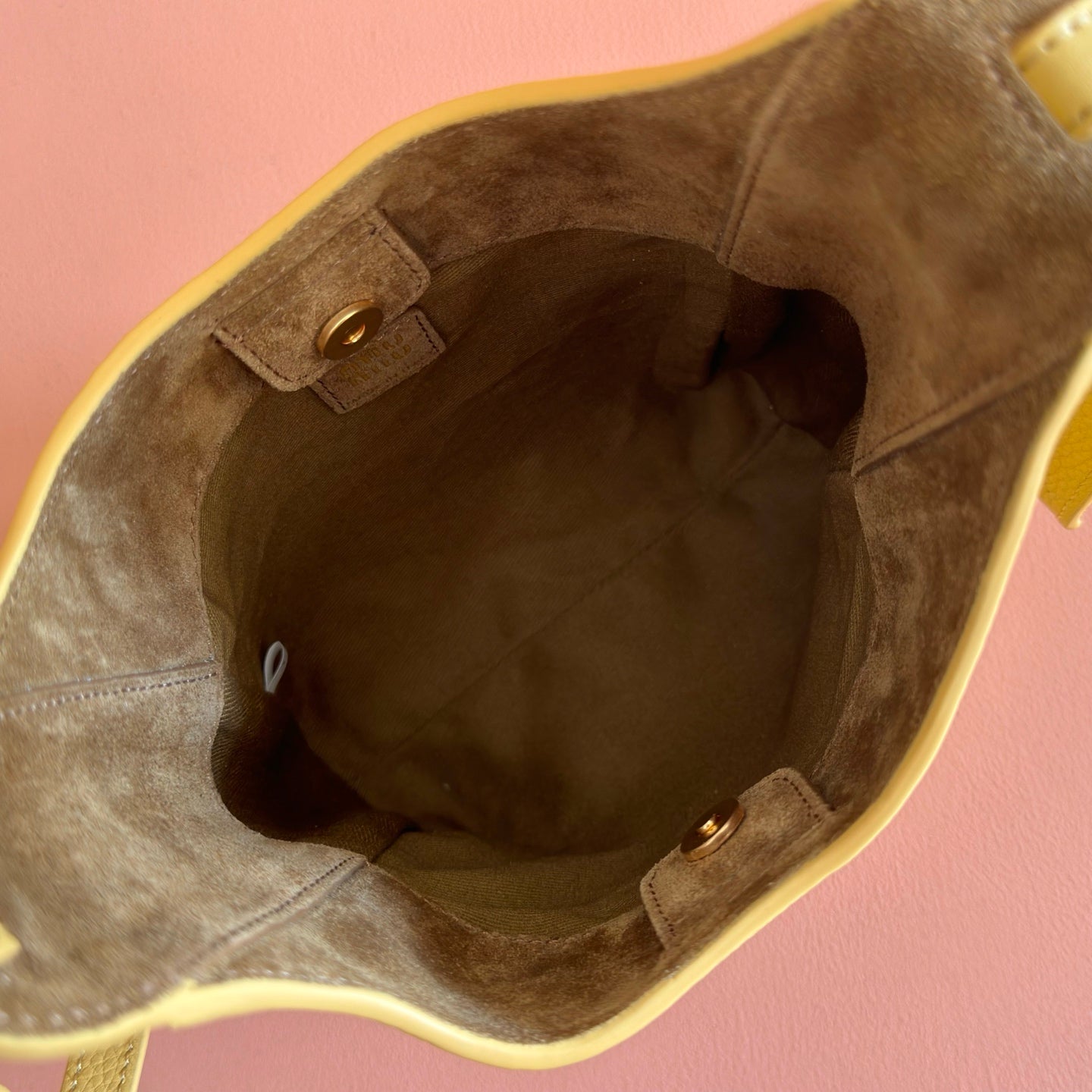Miu Leather Bucket Bag 16cm Yellow Grain Cowhide