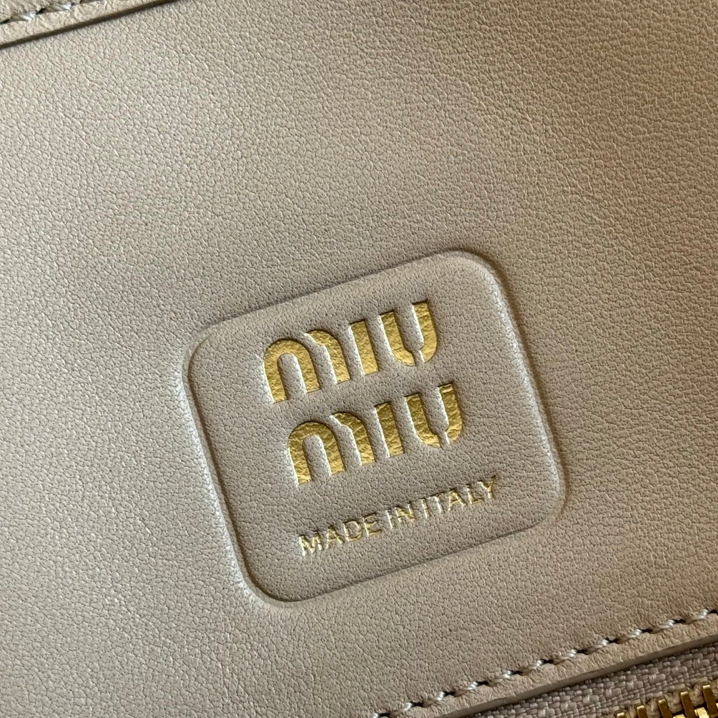 Miu Aventure Shoulder Bag 44cm Beige Nappa Leather