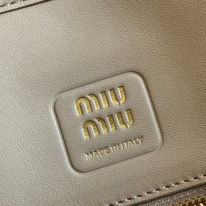 Miu Aventure Shoulder Bag 44cm Beige Nappa Leather