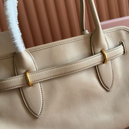 Miu Aventure Shoulder Bag 44cm Beige Nappa Leather