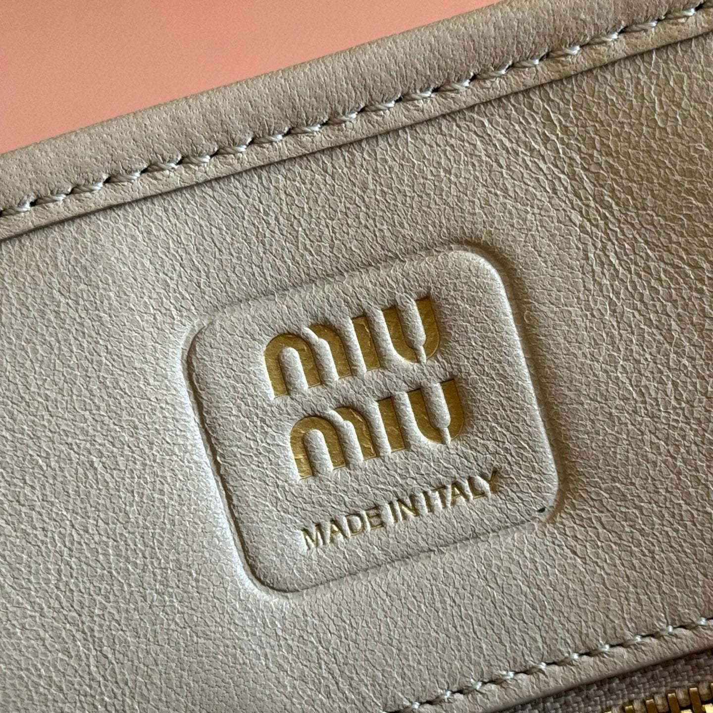 Miu Aventure Shoulder Bag 30cm Beige Nappa Leather