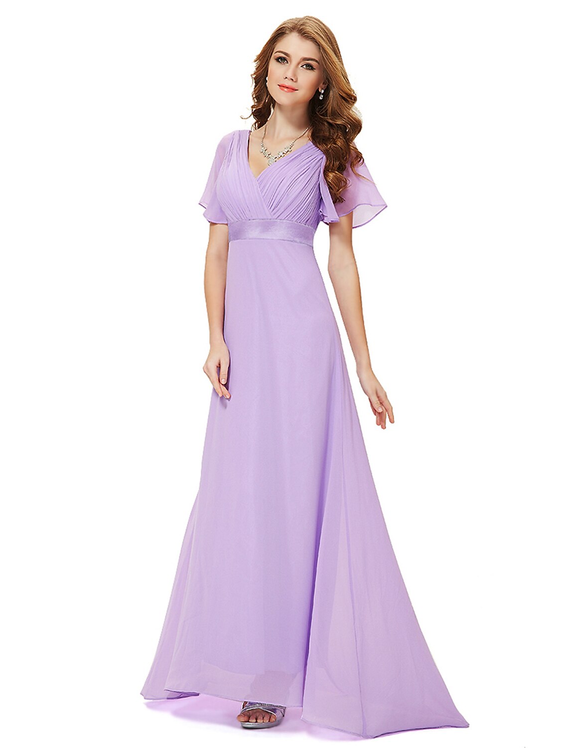 A-Line Mother of the Bride Dress Plus Size Elegant V Neck Floor Length Chiffon Short Sleeve with Sash / Ribbon Ruching